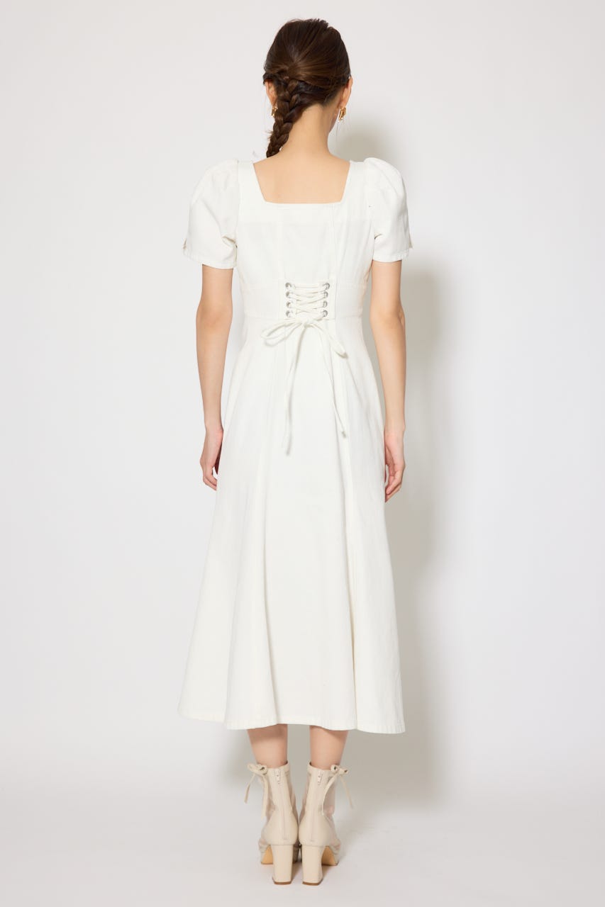 フロントジップマーメイドデニムワンピース WHT M