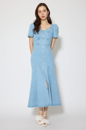 フロントジップマーメイドデニムワンピース