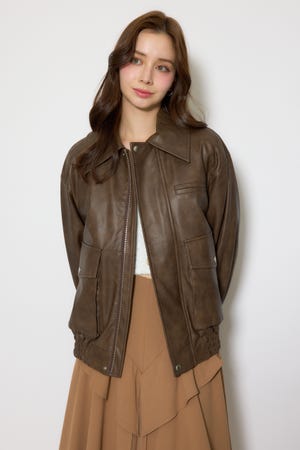 ライナー付きフェイクレザーブルゾン