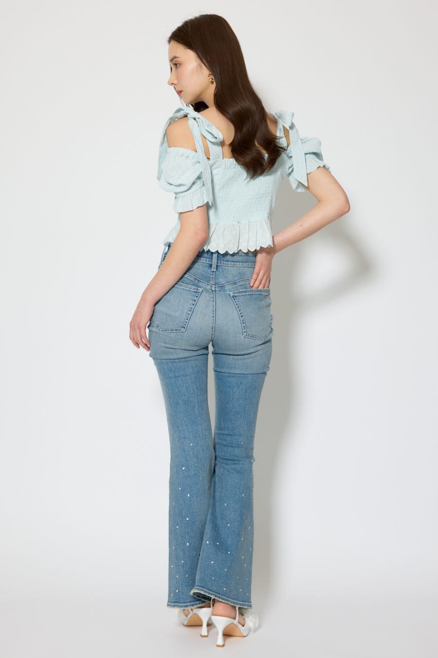 コットンレースブラウス L/BLU M