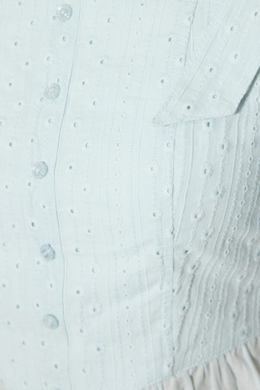 コットンレースブラウス L/BLU M