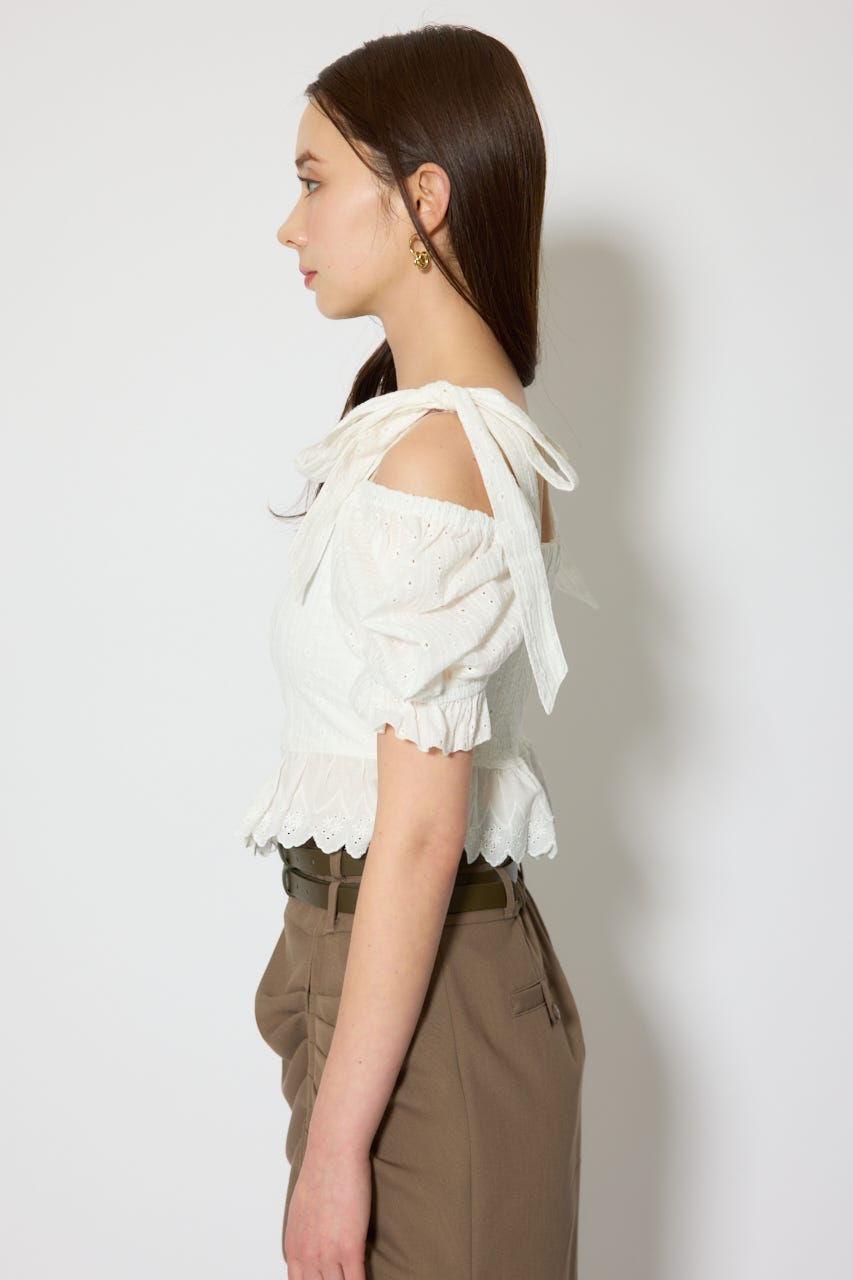 コットンレースブラウス WHT S