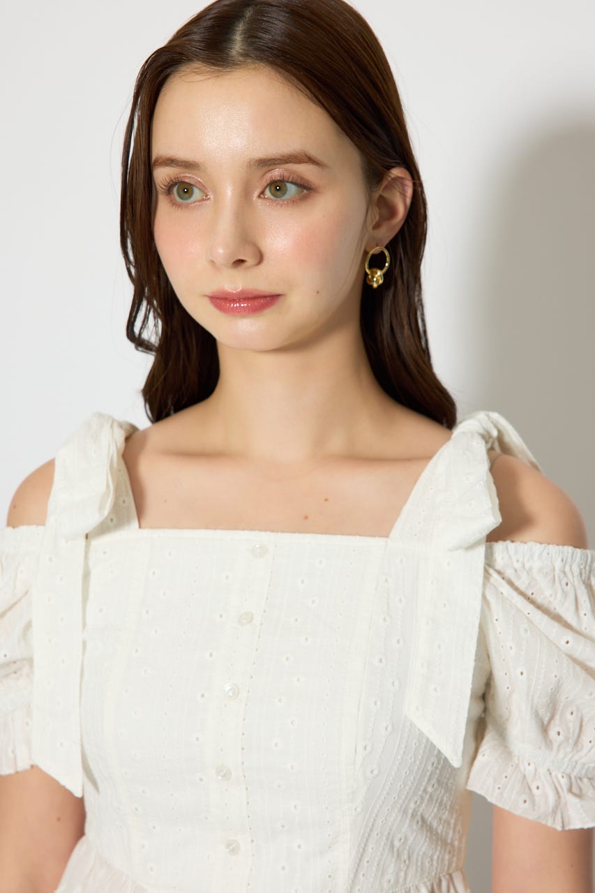 コットンレースブラウス WHT S