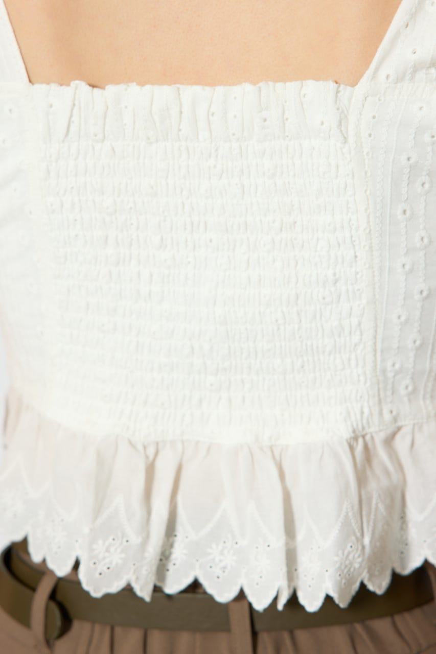 コットンレースブラウス WHT S