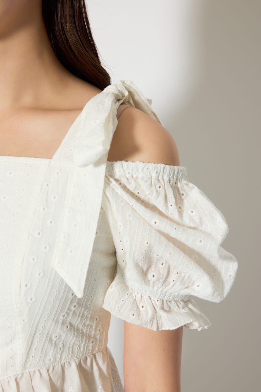 コットンレースブラウス WHT S