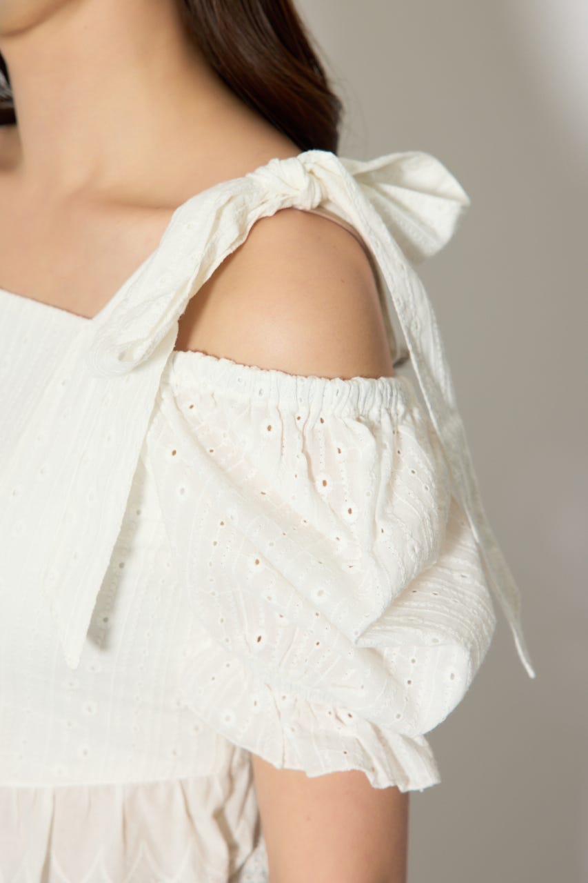 コットンレースブラウス WHT S