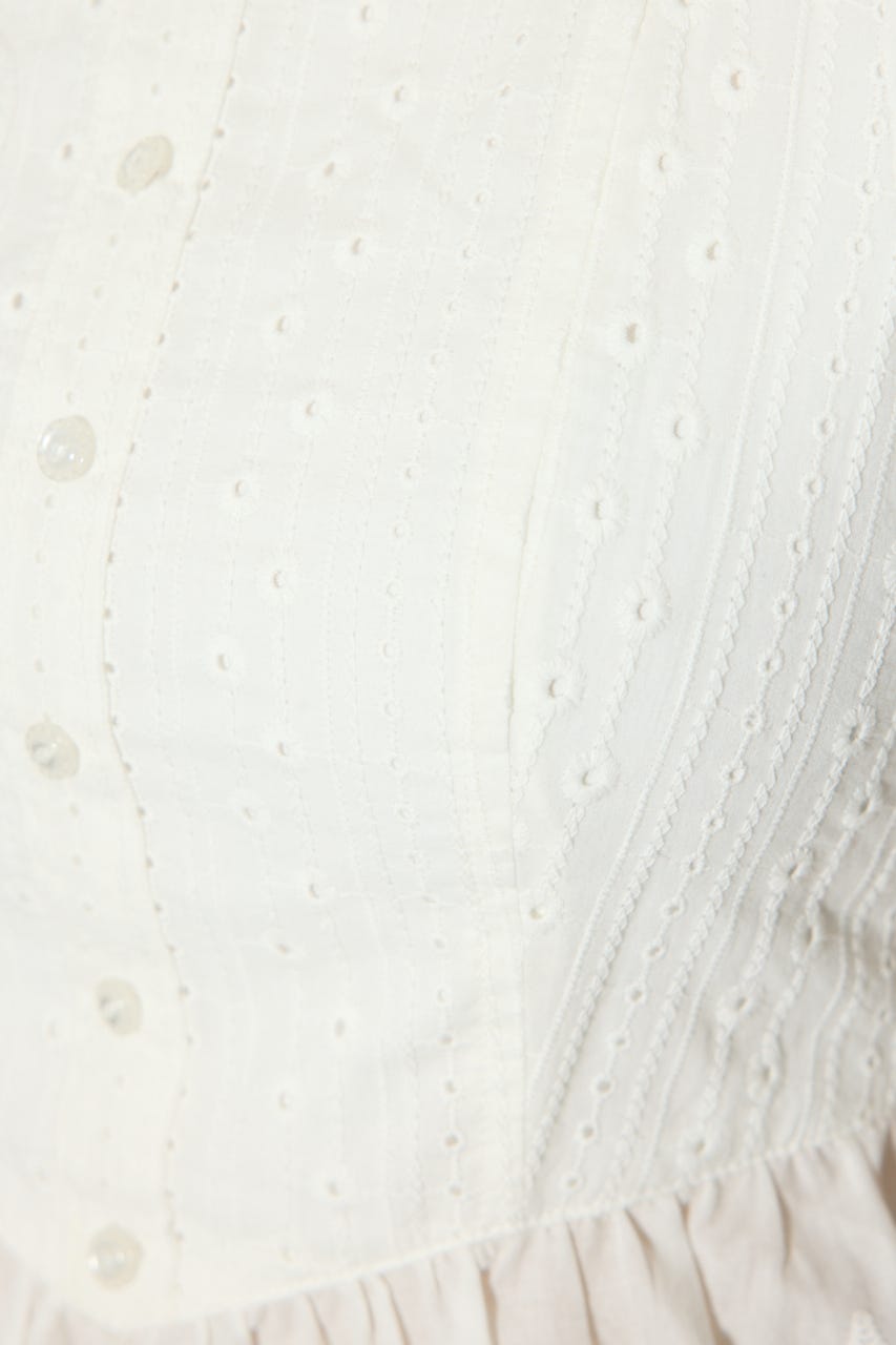 コットンレースブラウス WHT S