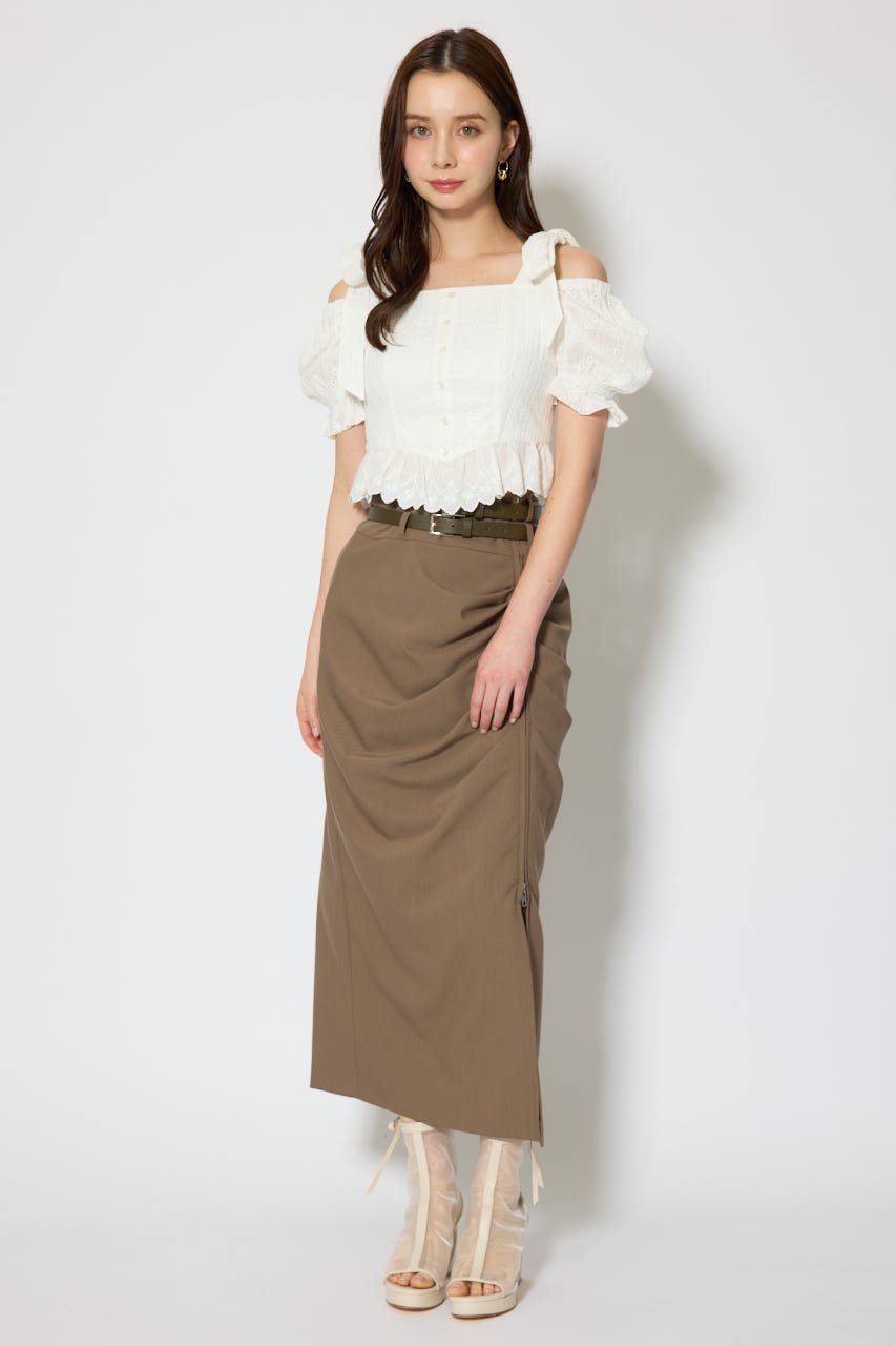 コットンレースブラウス WHT S