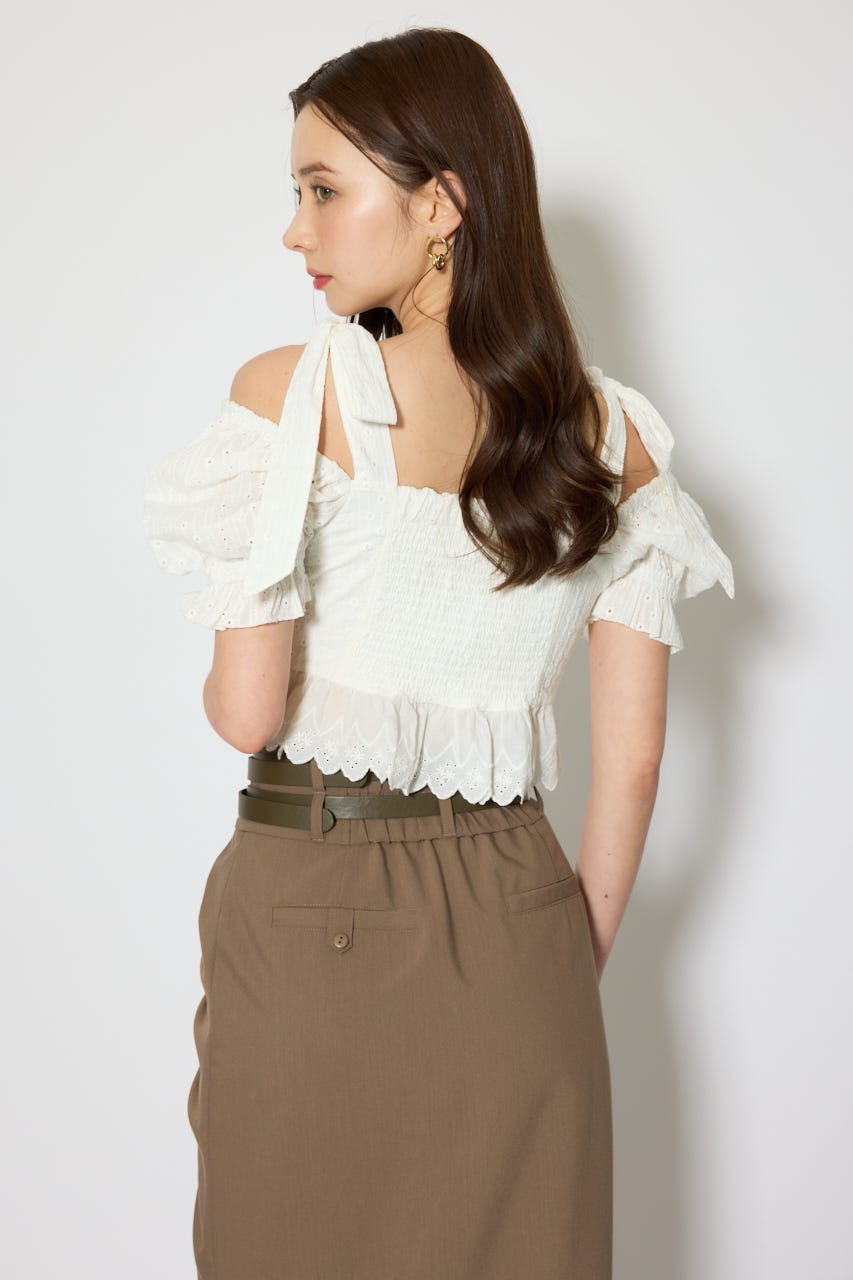 コットンレースブラウス WHT S