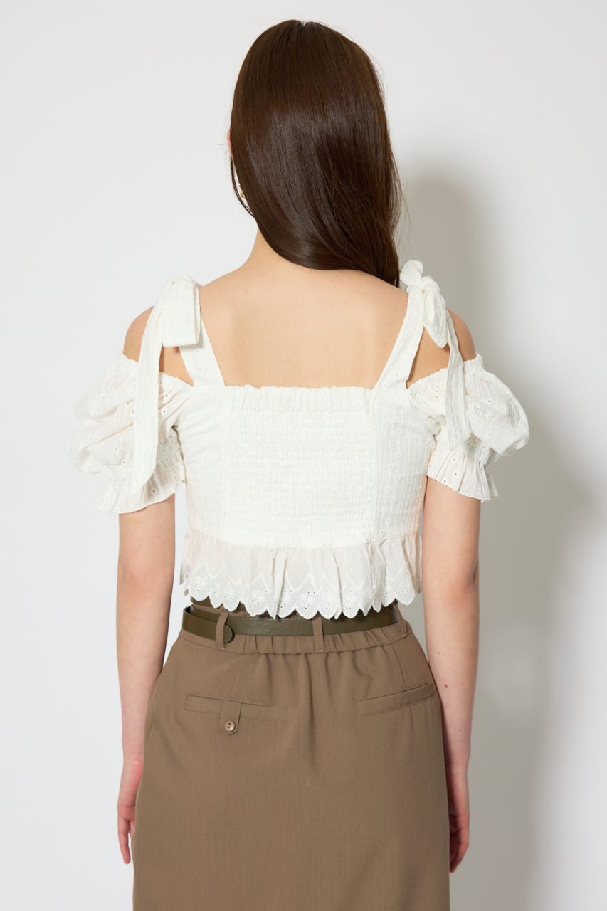 コットンレースブラウス WHT S