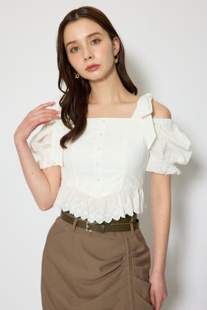 コットンレースブラウス