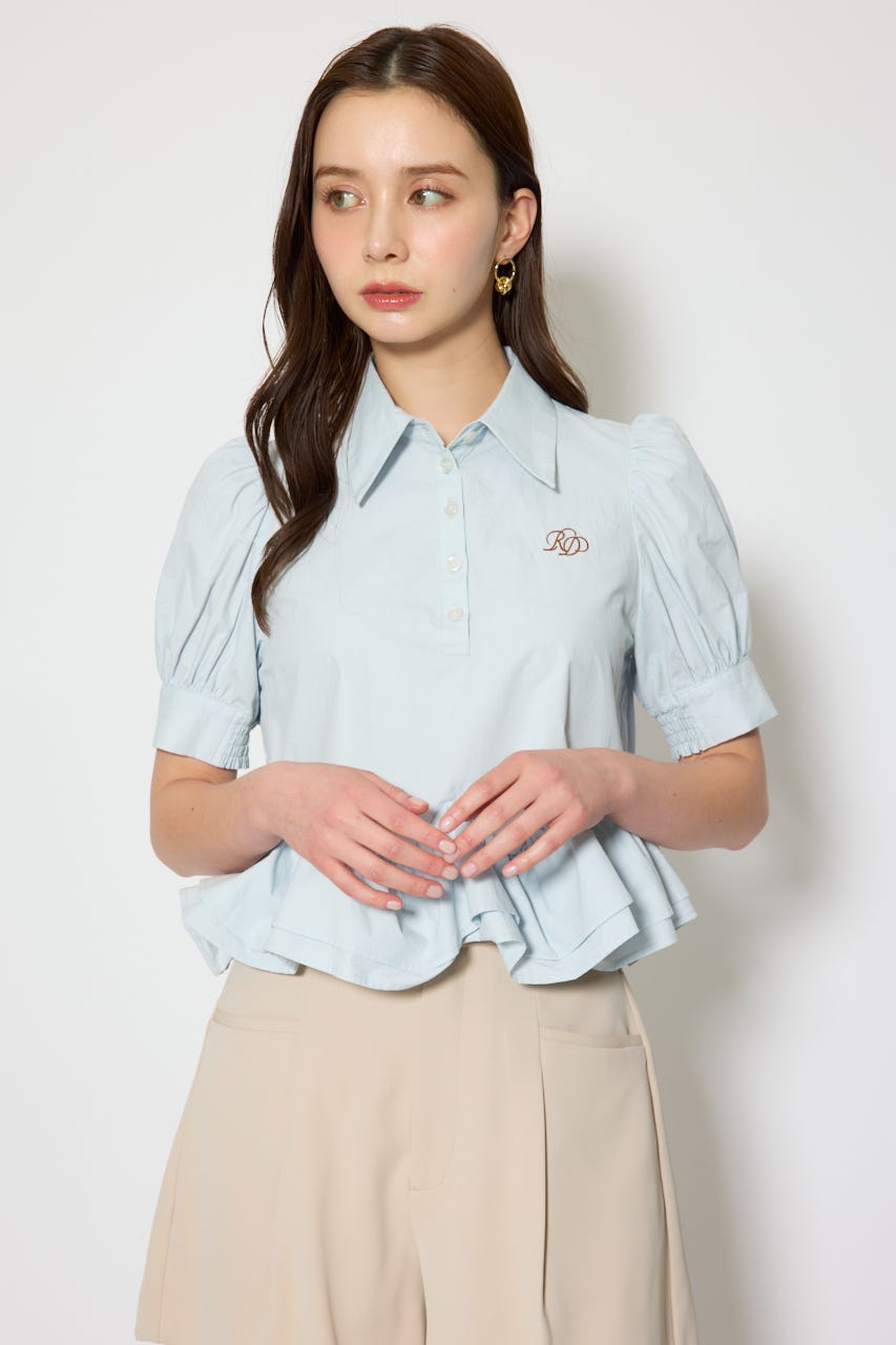 ボリュームフリルヘムブラウス BLU M