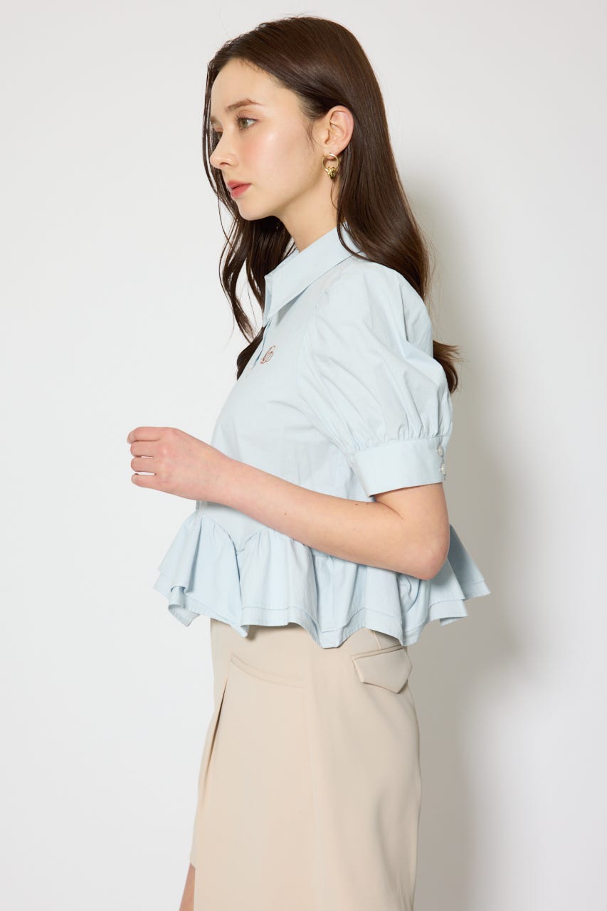 ボリュームフリルヘムブラウス BLU M