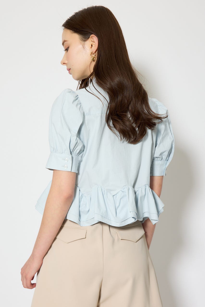 ボリュームフリルヘムブラウス BLU M