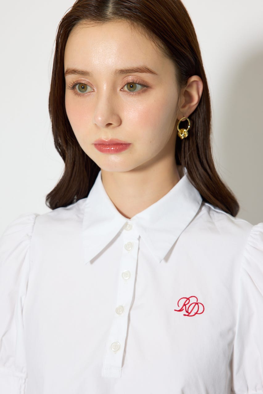 ボリュームフリルヘムブラウス WHT S