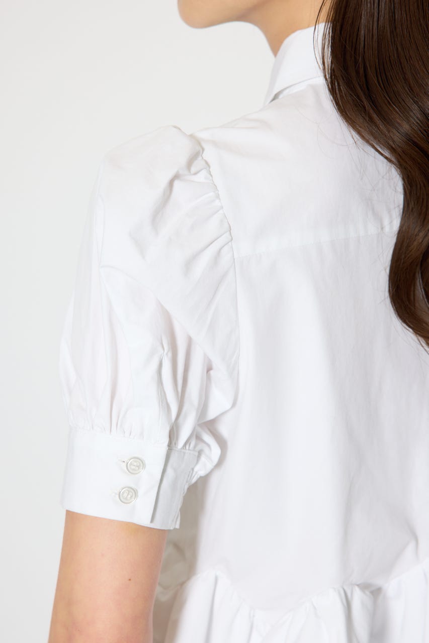 ボリュームフリルヘムブラウス WHT S