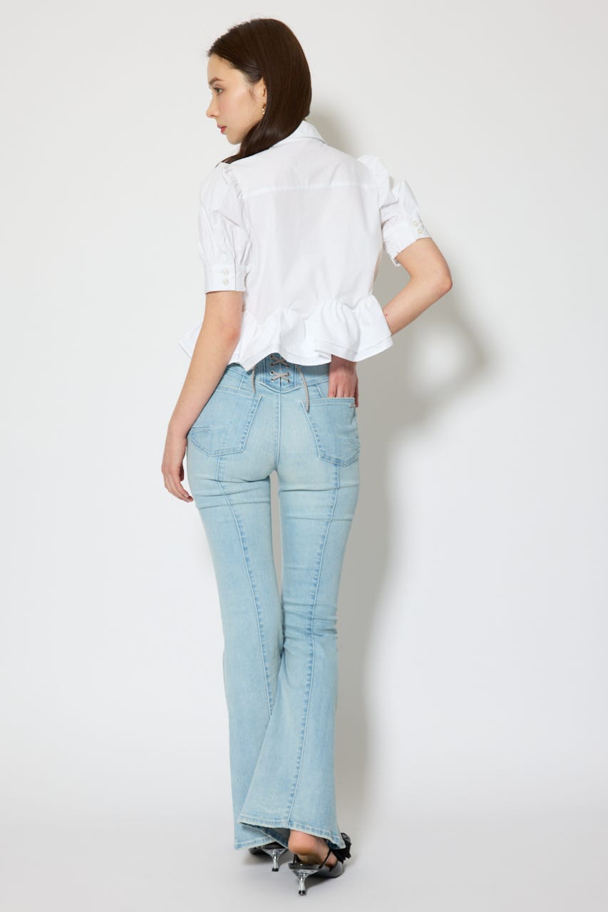 ボリュームフリルヘムブラウス WHT S