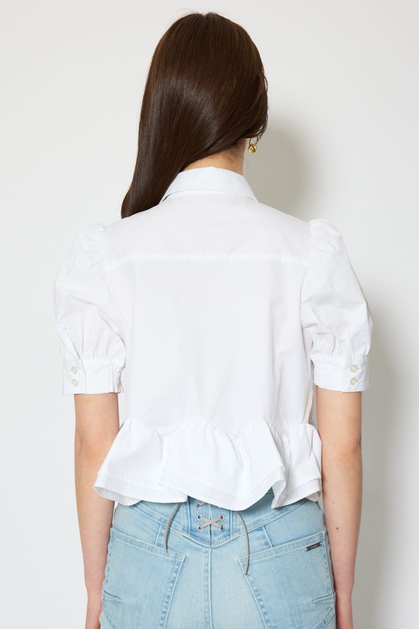 ボリュームフリルヘムブラウス WHT S