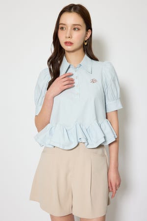 ボリュームフリルヘムブラウス