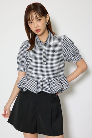 ボリュームフリルヘムブラウス