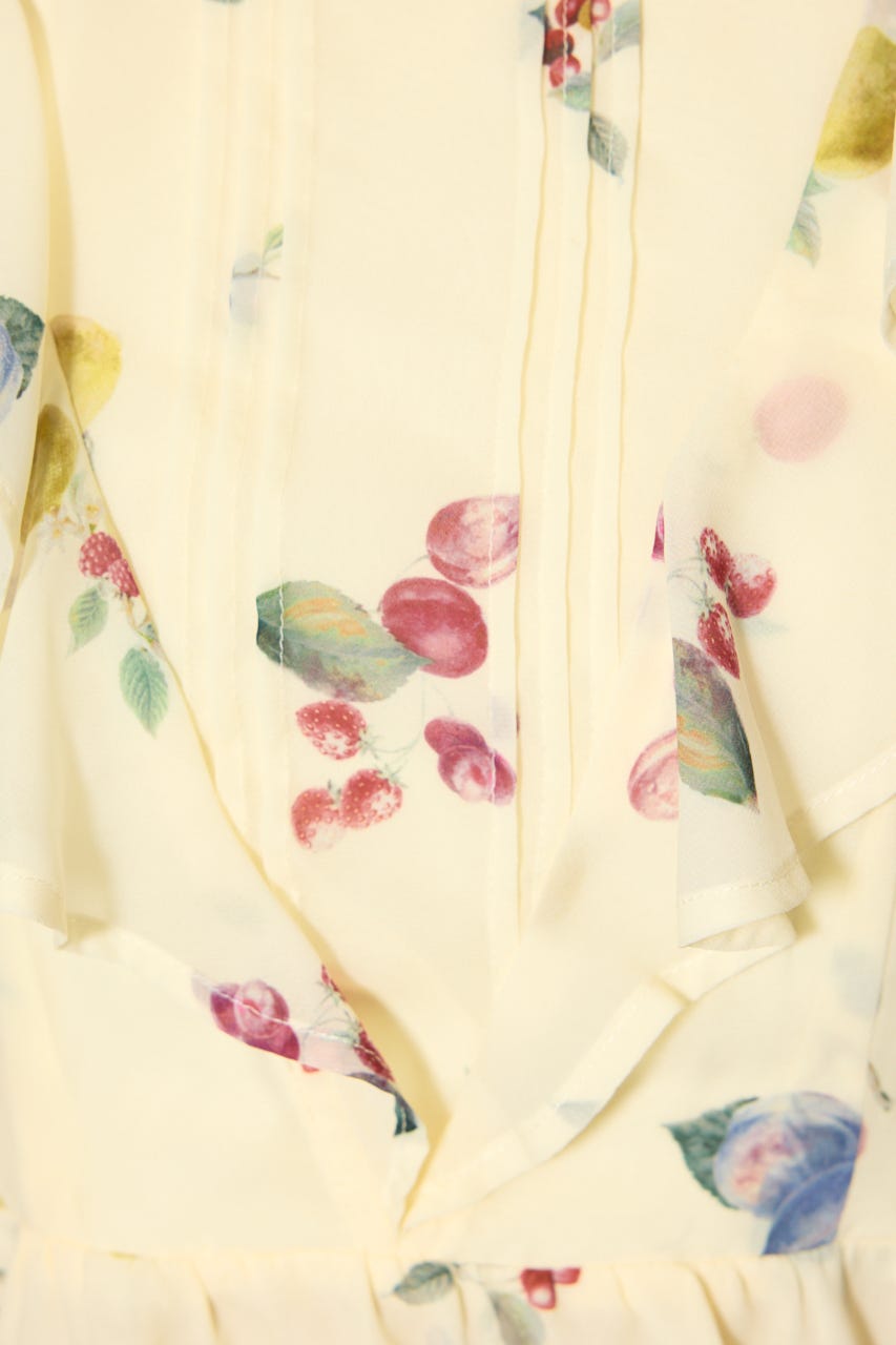 【森香澄さん着用】バックリボンフリルブラウス 柄YEL M