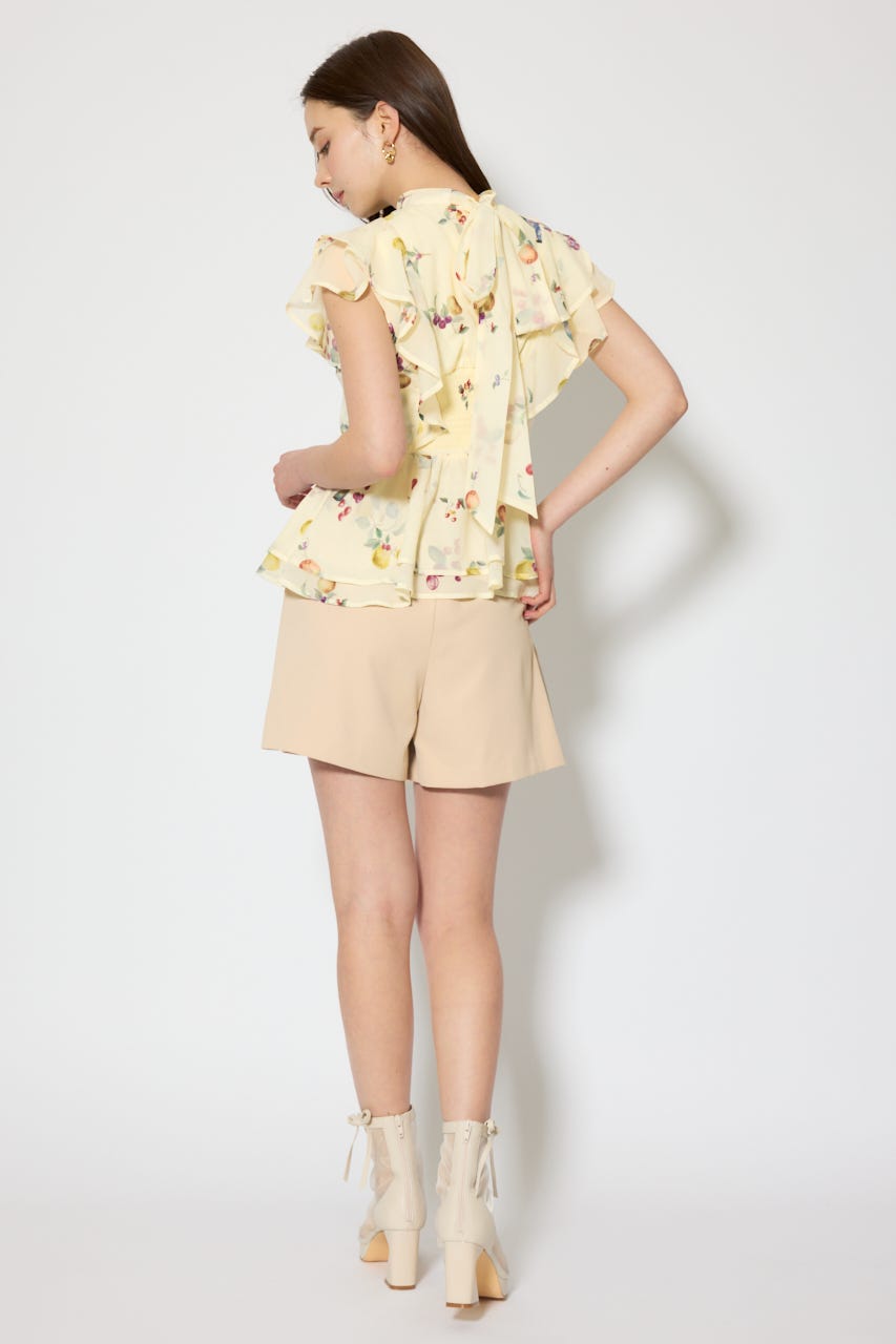 バックリボンフリルブラウス 柄YEL M