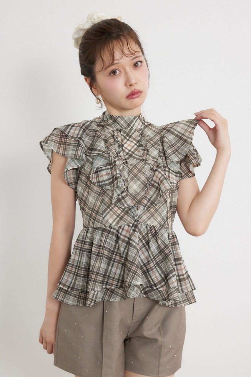【新品タグ付】rienda（森香澄さん着用）バックリボンフリルブラウス rienda | 【森香澄さん着用】バックリボンフリルブラウス (シャツ