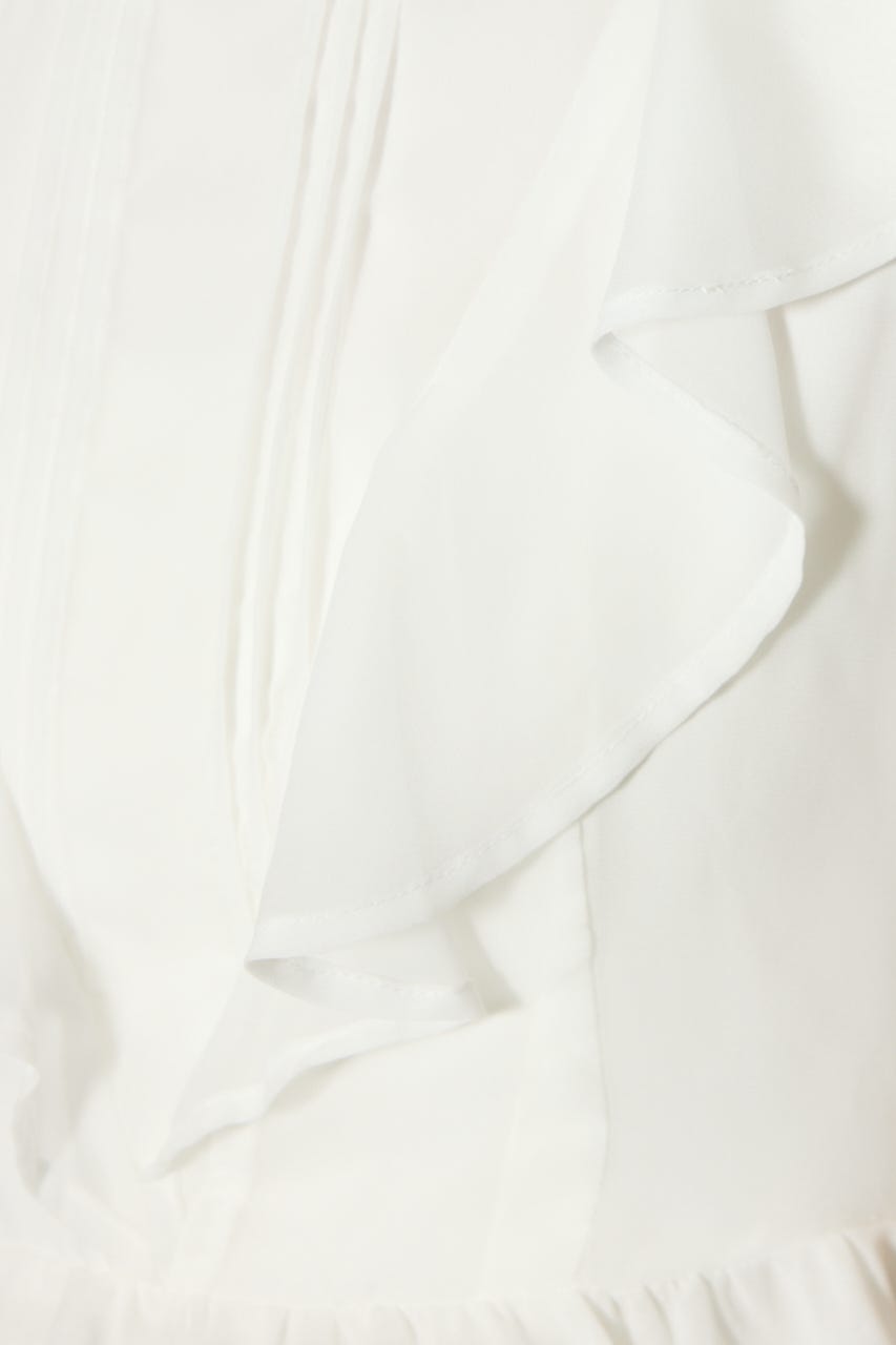 バックリボンフリルブラウス WHT S