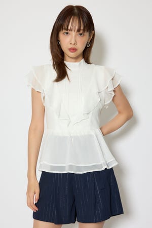 バックリボンフリルブラウス