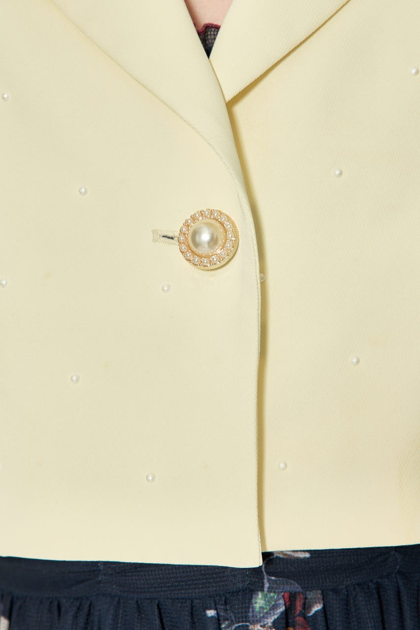 パール付きシングルショートテーラードジャケット L/YEL S