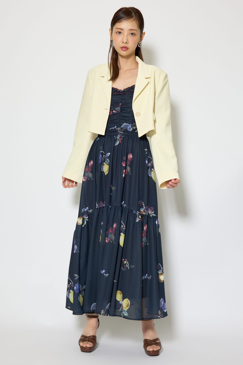 パール付きシングルショートテーラードジャケット L/YEL S