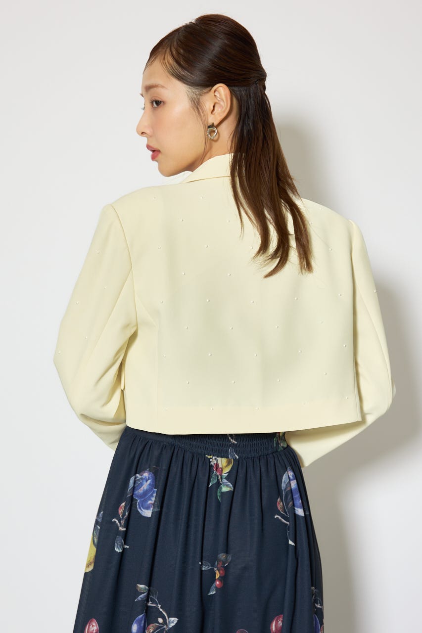 パール付きシングルショートテーラードジャケット L/YEL S