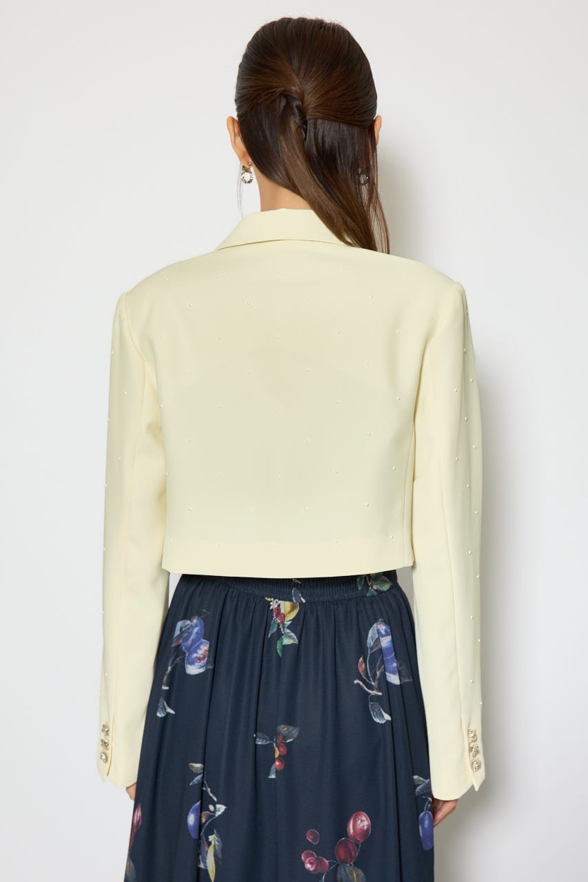 パール付きシングルショートテーラードジャケット L/YEL S