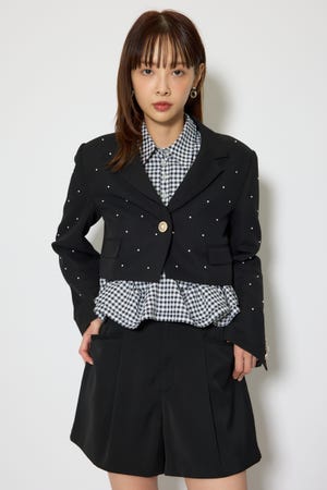 パール付きシングルショートテーラードジャケット