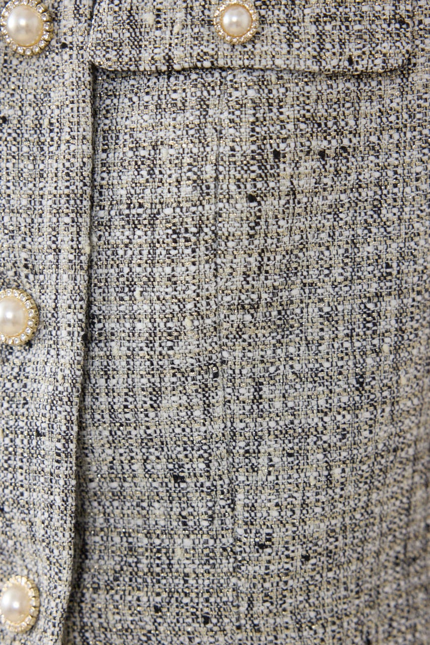 ノースリーブツイードトップス BLK S