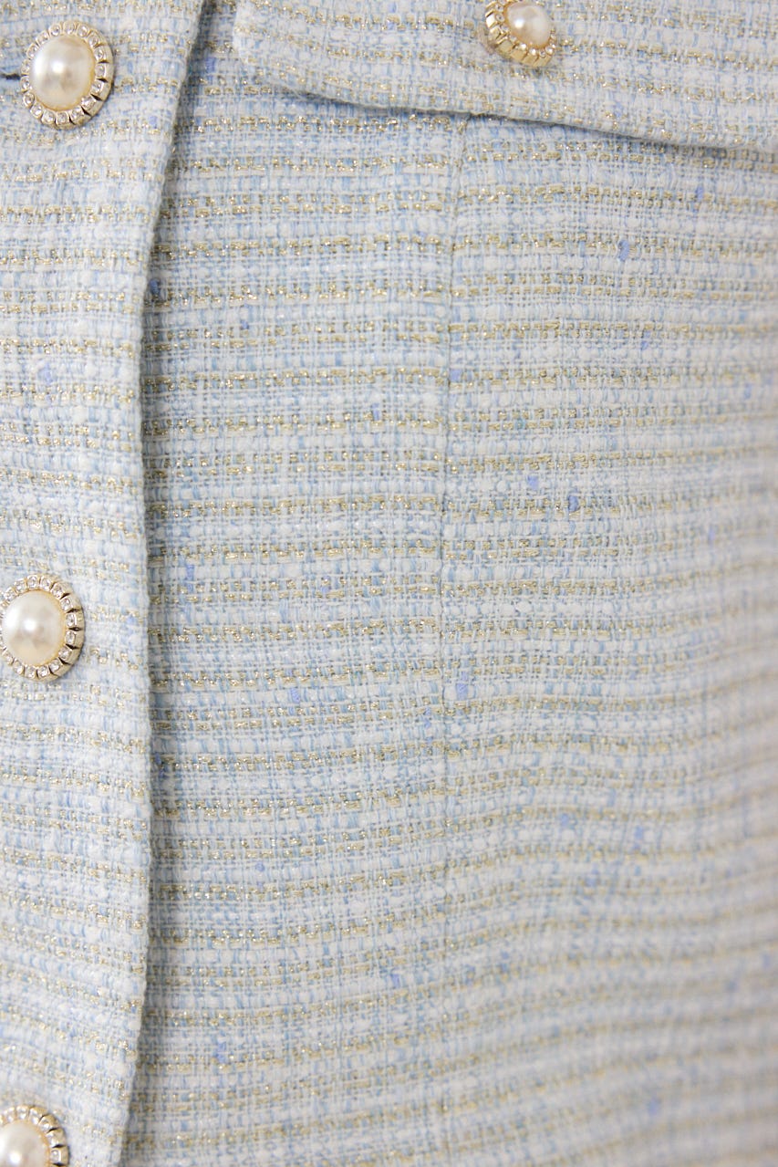 【GirlsAward着用アイテム】ノースリーブツイードトップス BLU S