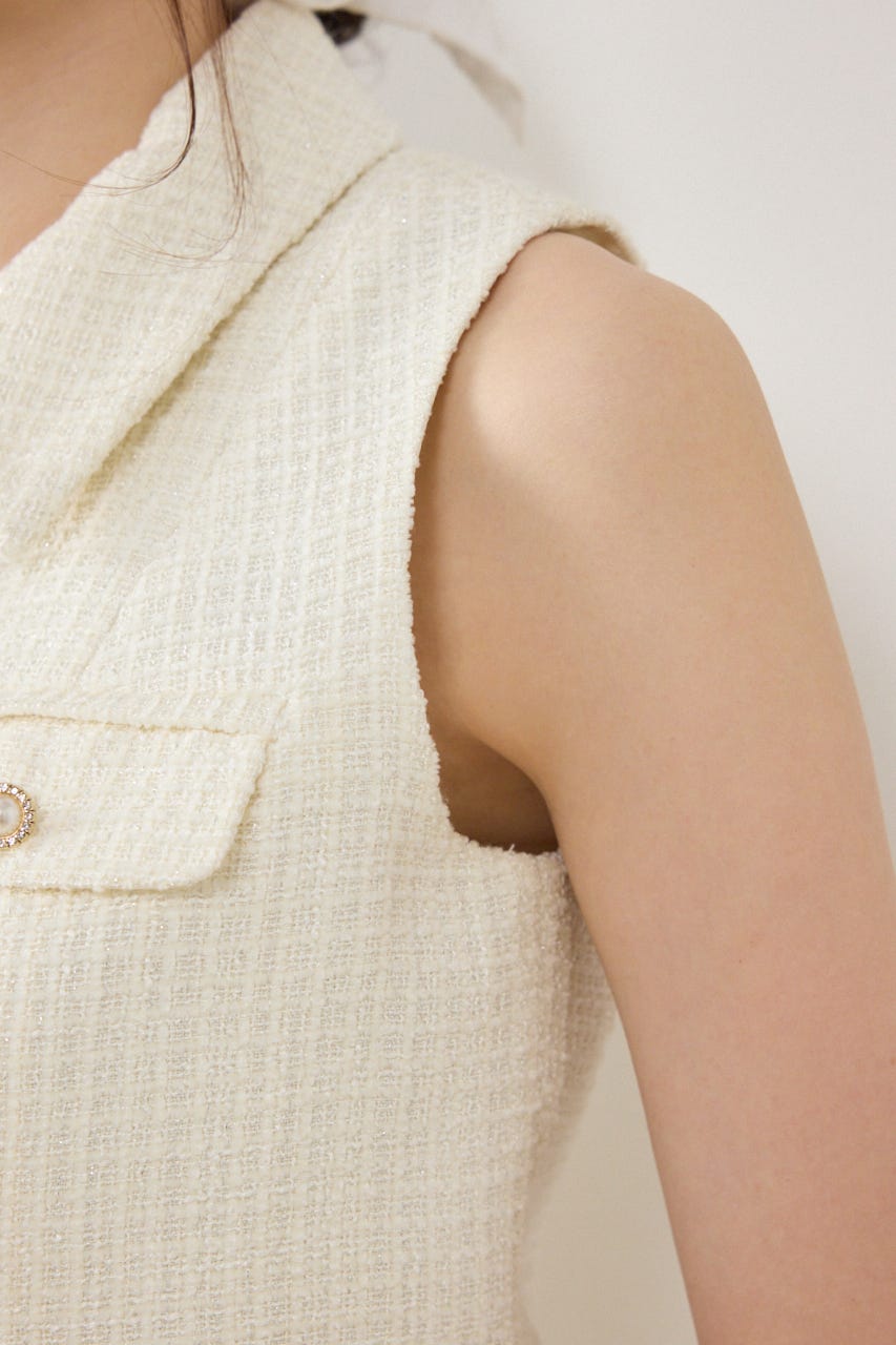 ノースリーブツイードトップス IVOY S