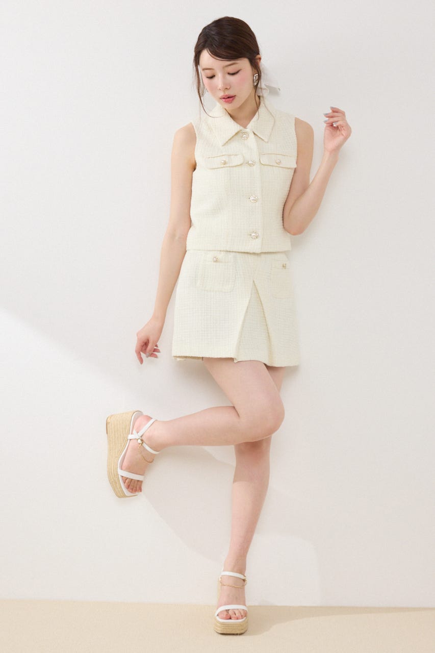 ノースリーブツイードトップス IVOY S