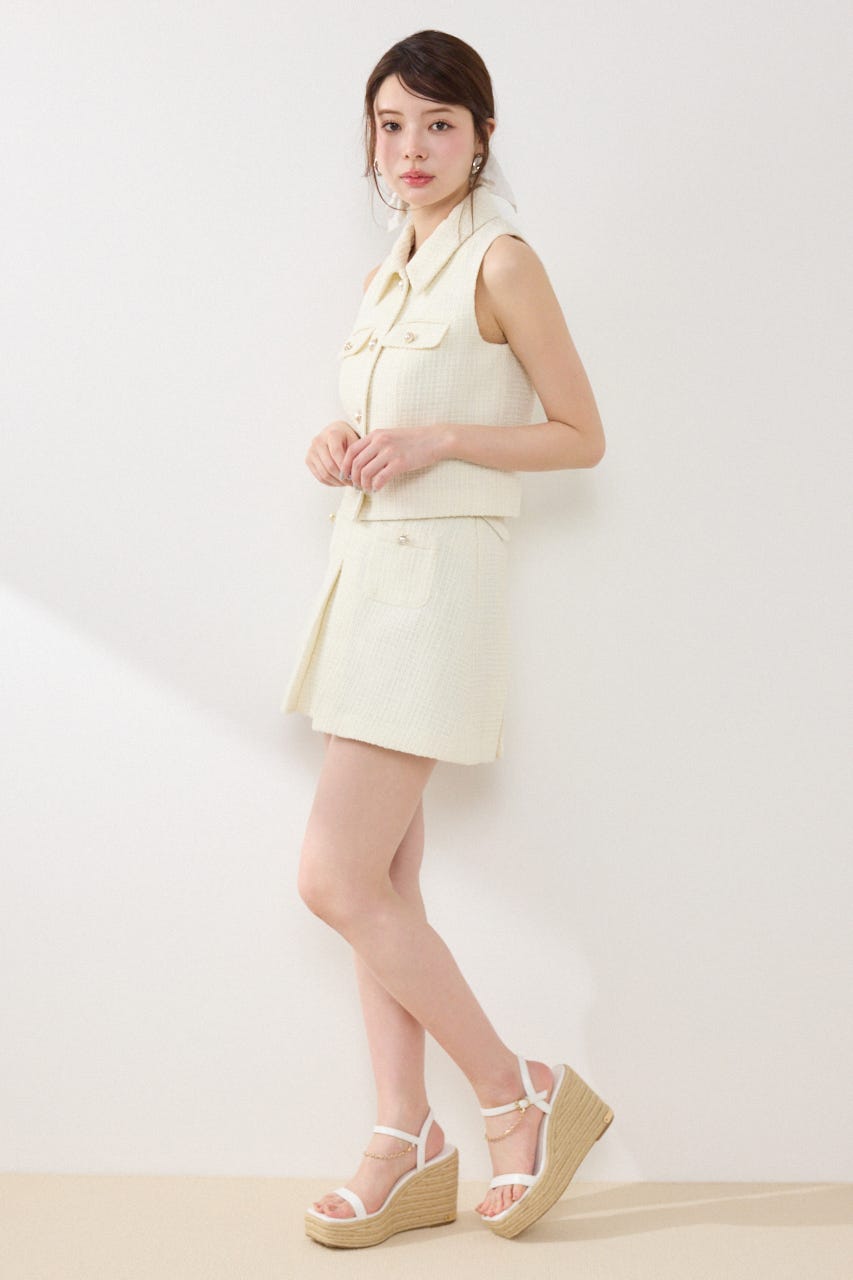 ノースリーブツイードトップス IVOY S