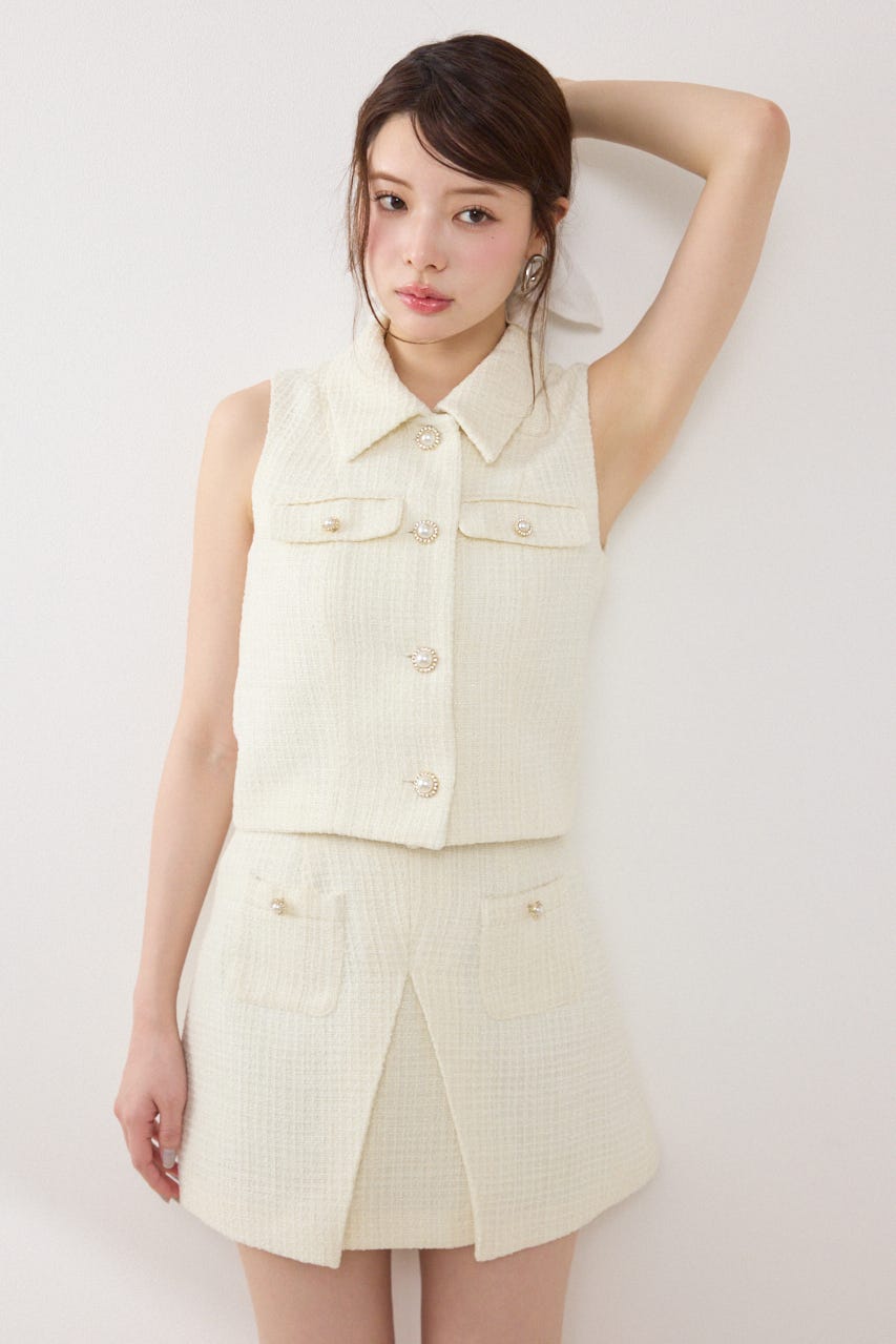 ノースリーブツイードトップス IVOY S