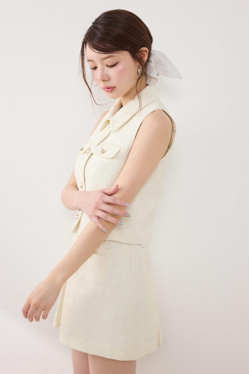 ノースリーブツイードトップス IVOY S