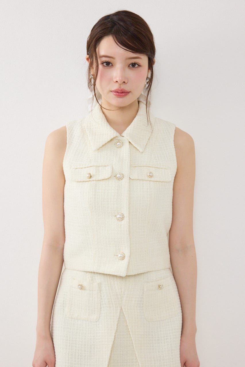 ノースリーブツイードトップス IVOY S