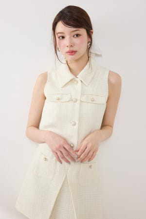 ノースリーブツイードトップス