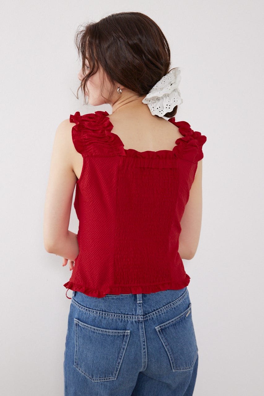 【AKB48 倉野尾成美さん着用アイテム】フロントジップノースリブラウス RED S