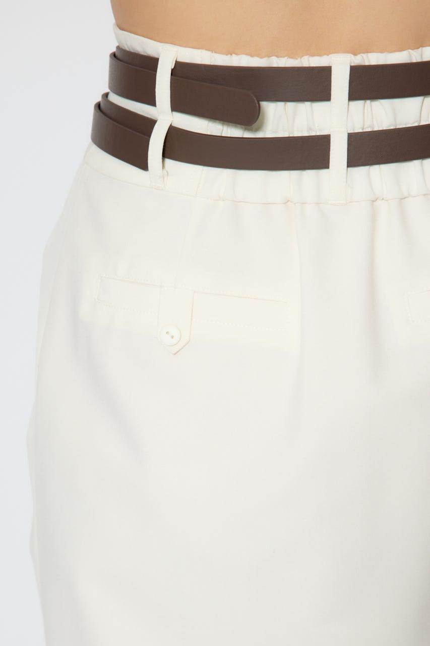 ダブルウエストデザインロングスカート WHT M