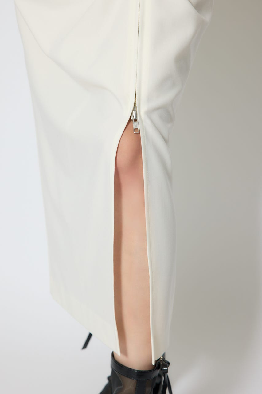 ダブルウエストデザインロングスカート WHT M