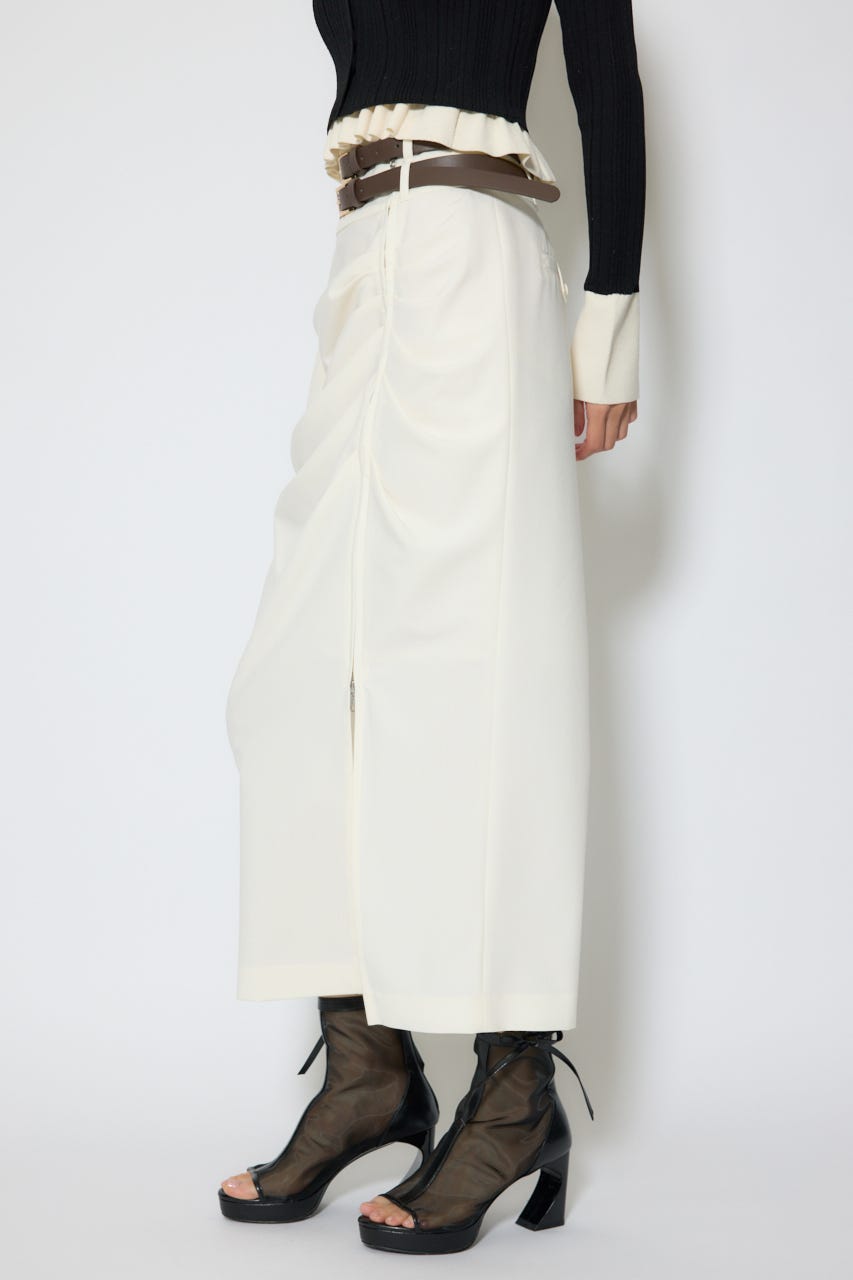 ダブルウエストデザインロングスカート WHT M