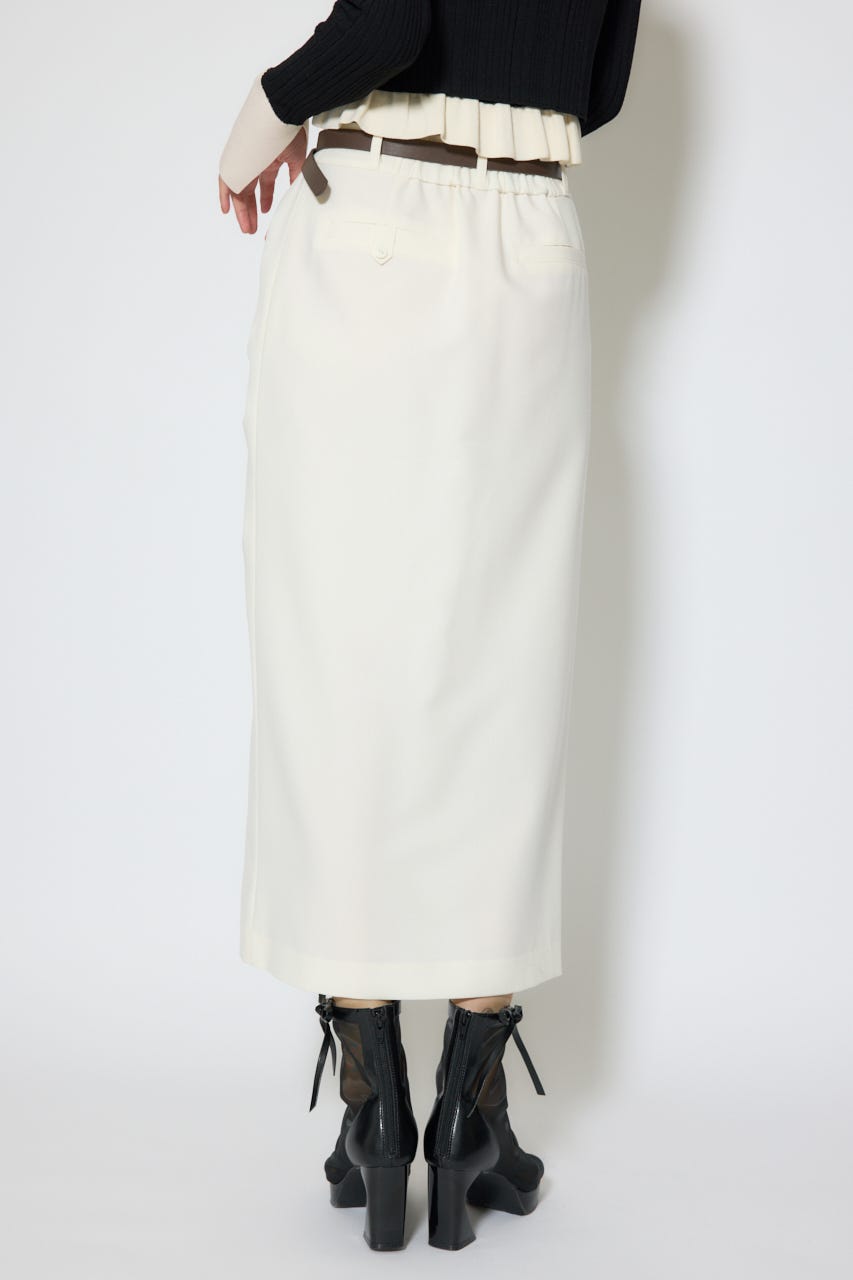 ダブルウエストデザインロングスカート WHT M