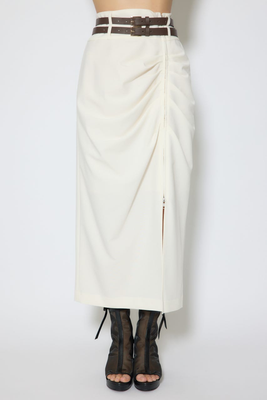 ダブルウエストデザインロングスカート WHT M