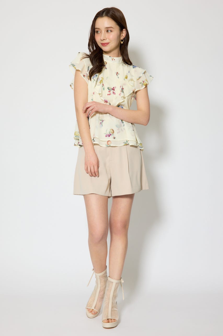 ベルト付きセンタープレスショートパンツ BEG S